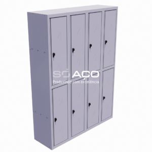 PA 5789 - VESTIÁRIO MONTÁVEL E DESMONTÁVEL DE AÇO COM 08 PORTAS GRANDES COM CHAVE 1935X1360X410MM - CINZA TEXTURIZADO