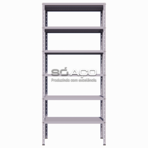 PA 8152 - ESTANTE DE AÇO ABERTA LINHA ECONÔMICA COM 06 PRATELEIRAS SEM REFORÇO 1800X800X200MM - CINZA TEXTURIZADO
