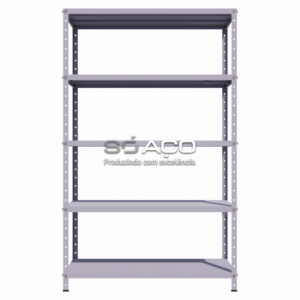 PA 7216 - ESTANTE DE AÇO ABERTA COM 05 PRATELEIRAS COM REFORÇO 1500X920X400MM - CINZA TEXTURIZADO
