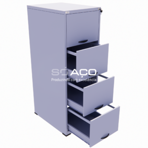 PA 8081 - ARQUIVO MONTÁVEL E DESMONTÁVEL DE AÇO COM 04 GAVETAS COM CARRINHO TELESCÓPIO CH26 1330X460X635MM - CINZA TEXTURIZADO