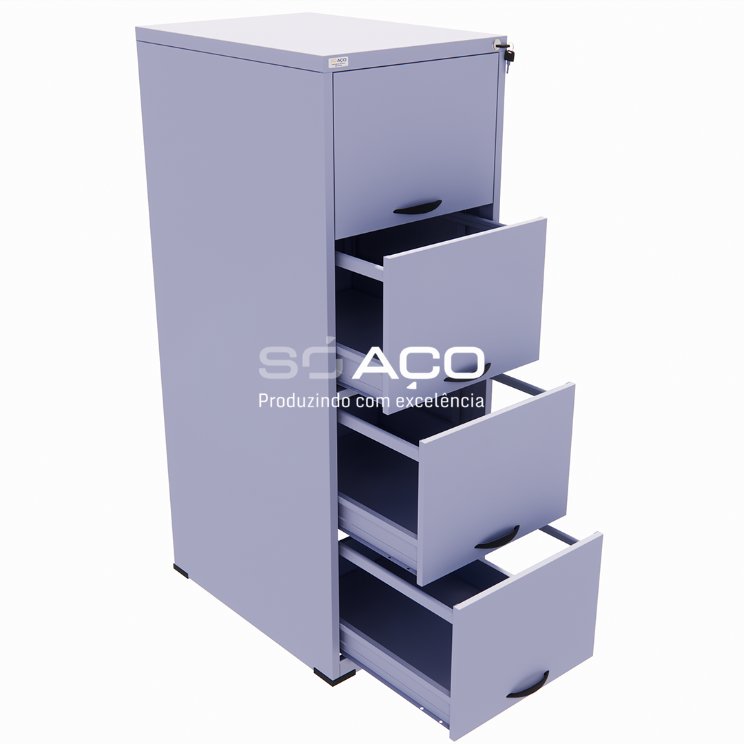 PA 8081 - ARQUIVO MONTÁVEL E DESMONTÁVEL DE AÇO COM 04 GAVETAS COM CARRINHO TELESCÓPIO CH26 1330X460X635MM - CINZA TEXTURIZADO