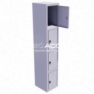 PA 5711 - VESTIÁRIO MONTÁVEL E DESMONTÁVEL DE AÇO COM 04 PORTAS PEQUENAS COM CHAVE 1935X340X410MM - CINZA TEXTURIZADO