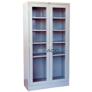PA 5567 - ARMÁRIO DE ENCAIXE MONTÁVEL E DESMONTÁVEL VITRINE COM 02 PORTAS COM VIDRO 1625X760X355MM - CINZA TEXTURIZADO