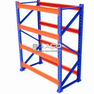 PA 7230 - GÔNDOLA INDUSTRIAL INICIAL COM 04 DIVISÕES 2500X2000X800MM SEM ABA E SEM COMPENSADO - COL. AZUL LONG. LARANJA