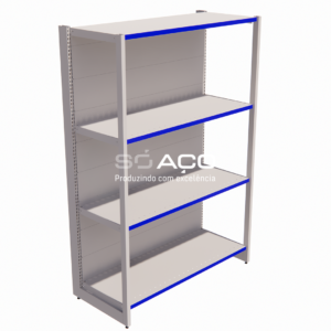 PA 7618 - GÔNDOLA RACK PAREDE INICIAL COM 04 PRATELEIRAS B-50 PT-50 2000X1300X500MM - BRANCO BRILHANTE