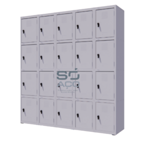 PA 5988 - VESTIÁRIO MONTÁVEL E DESMONTÁVEL DE AÇO COM 20 PORTAS PEQUENAS COM PITÃO 1935X1700X410MM - CINZA TEXTURIZADO