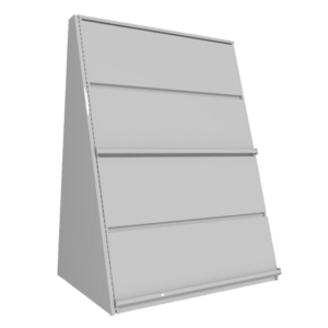 PA 7483 - GÔNDOLA PIRÂMIDE CENTRAL INICIAL PARA PISO COM 04 PRATELEIRAS 1600X1000X820MM - BRANCO BRILHANTE