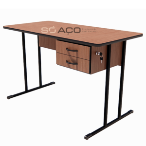 PA 1084 - MESA MELAMÍNICO COM 02 GAVETAS COM CHAVE 1100X550X740MM - CINZA CRISTAL TEXTURIZADO