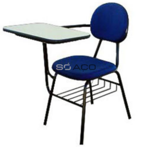 PA 8107 - CARTEIRA UNIVERSITÁRIA COM PRANCHETA MELAMINICO BRANCO ASSENTO E ENCOSTO ESTOFADO - AZUL